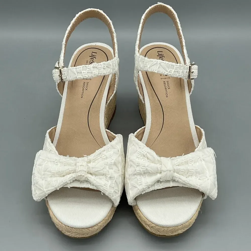 NEW Lifestride Women’s Tahlia Espadrille Wedge Sandals White Size 7.5W - Picture 3 of 10